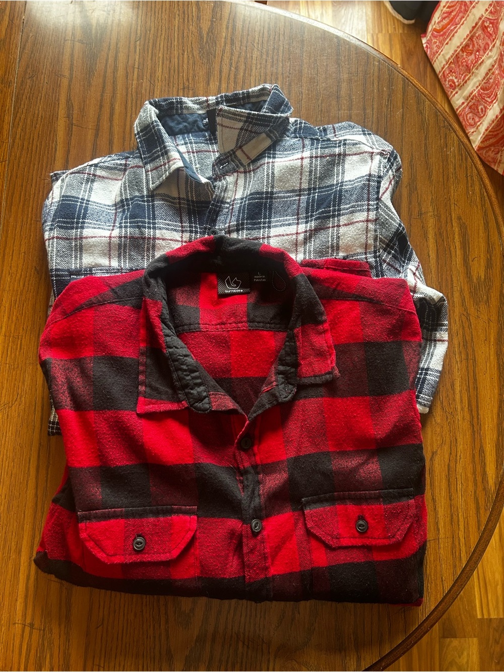 burnside Red and Black Plaid Flannel Shirt